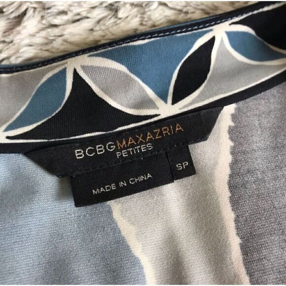 BCBGMAXAZARIA Petite Small A-Line Color-Block Belted Knee Length Dress. Retro. - Picture 3 of 10